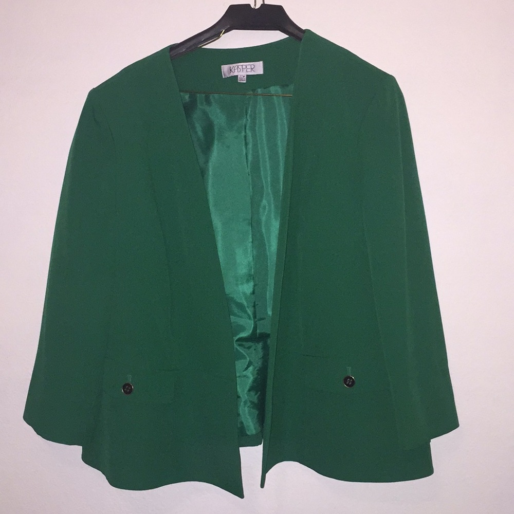 Kasper Green Open Front Blazer